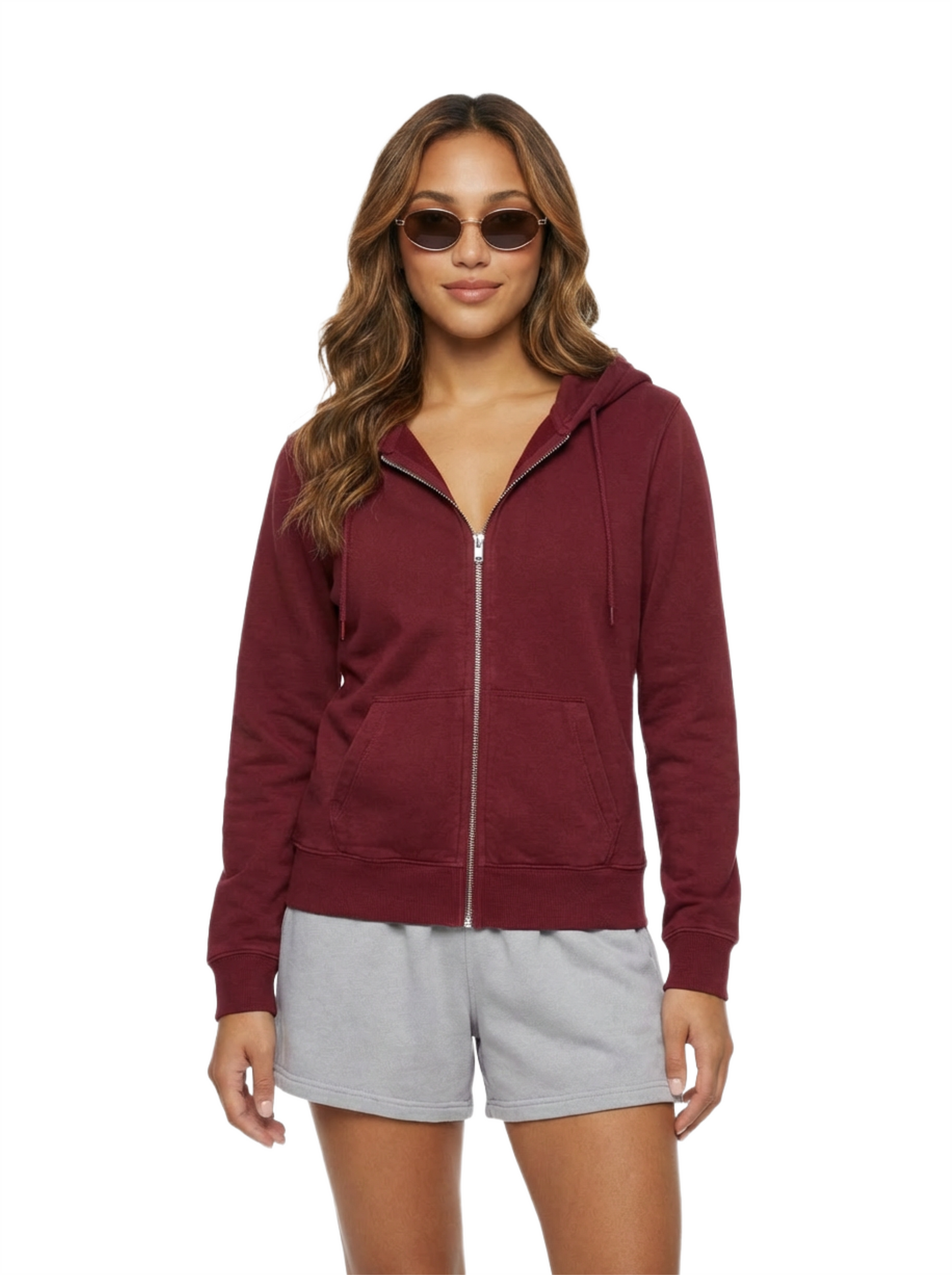 Wine Red Zip Hoodie