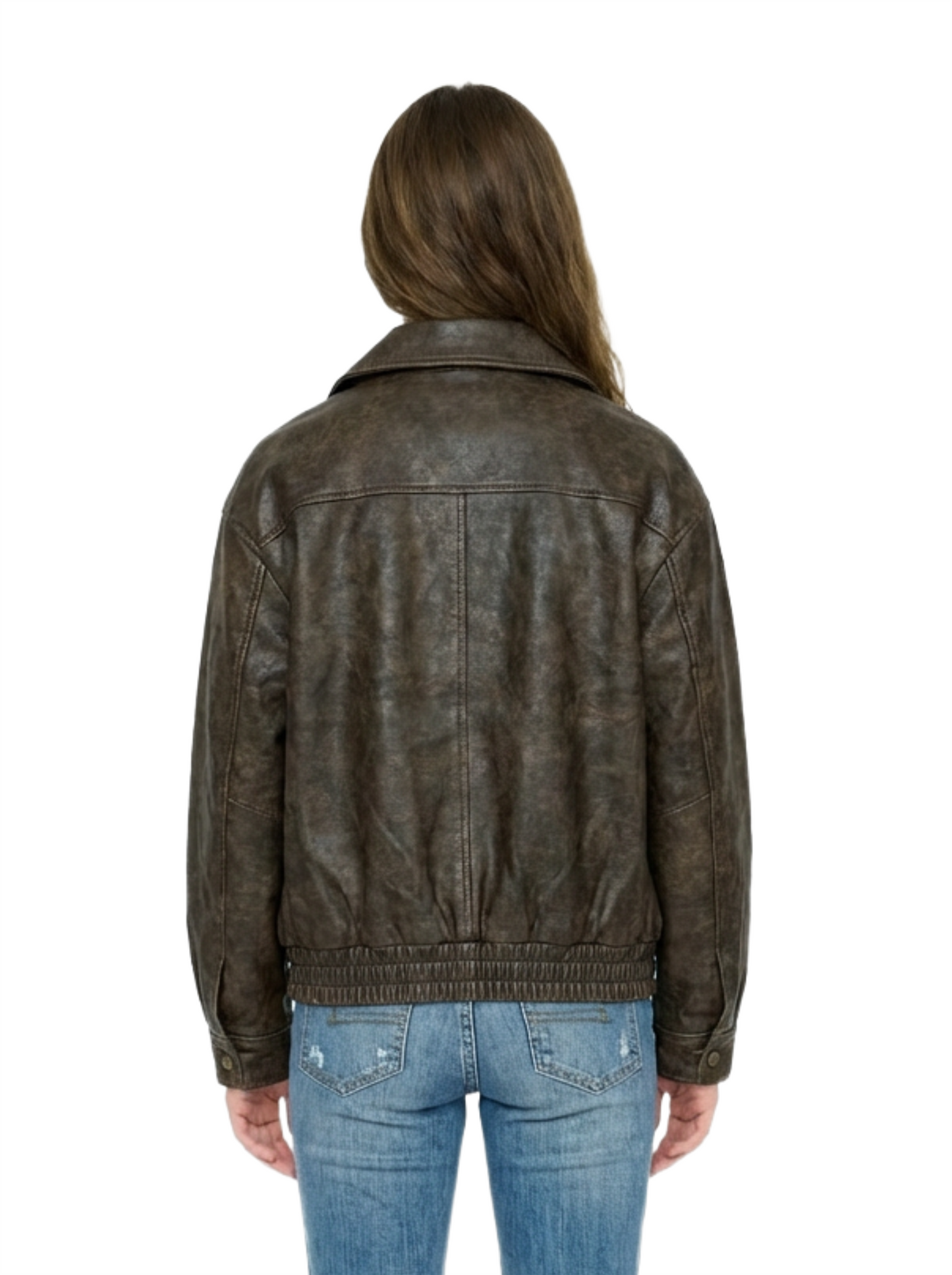 Vintage Brown Faux-Leather Jacket