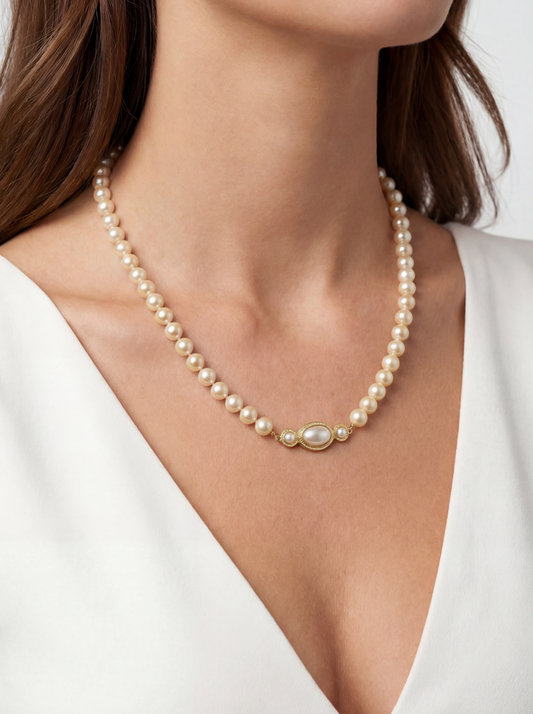 Graceful Pearl Oval Necklace