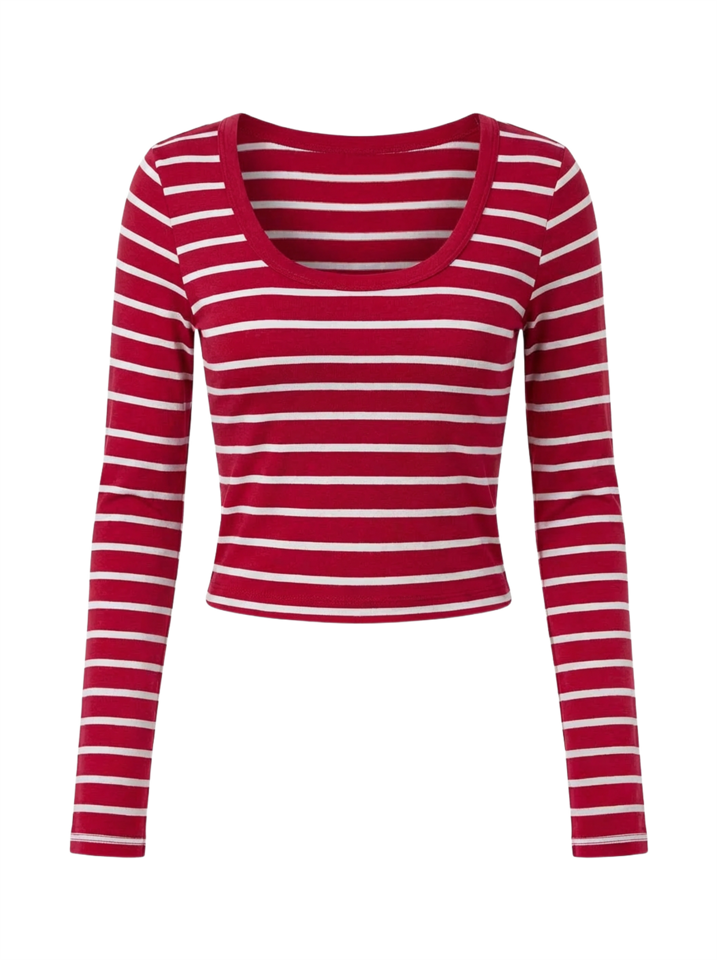 Soft Stretch Striped Long Sleeve Crop Top