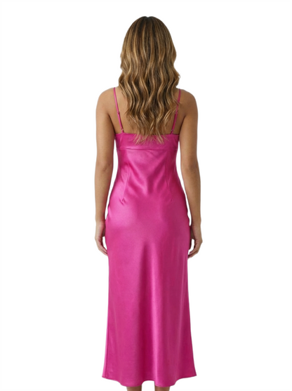 Satin Bow Slip Maxi Dress