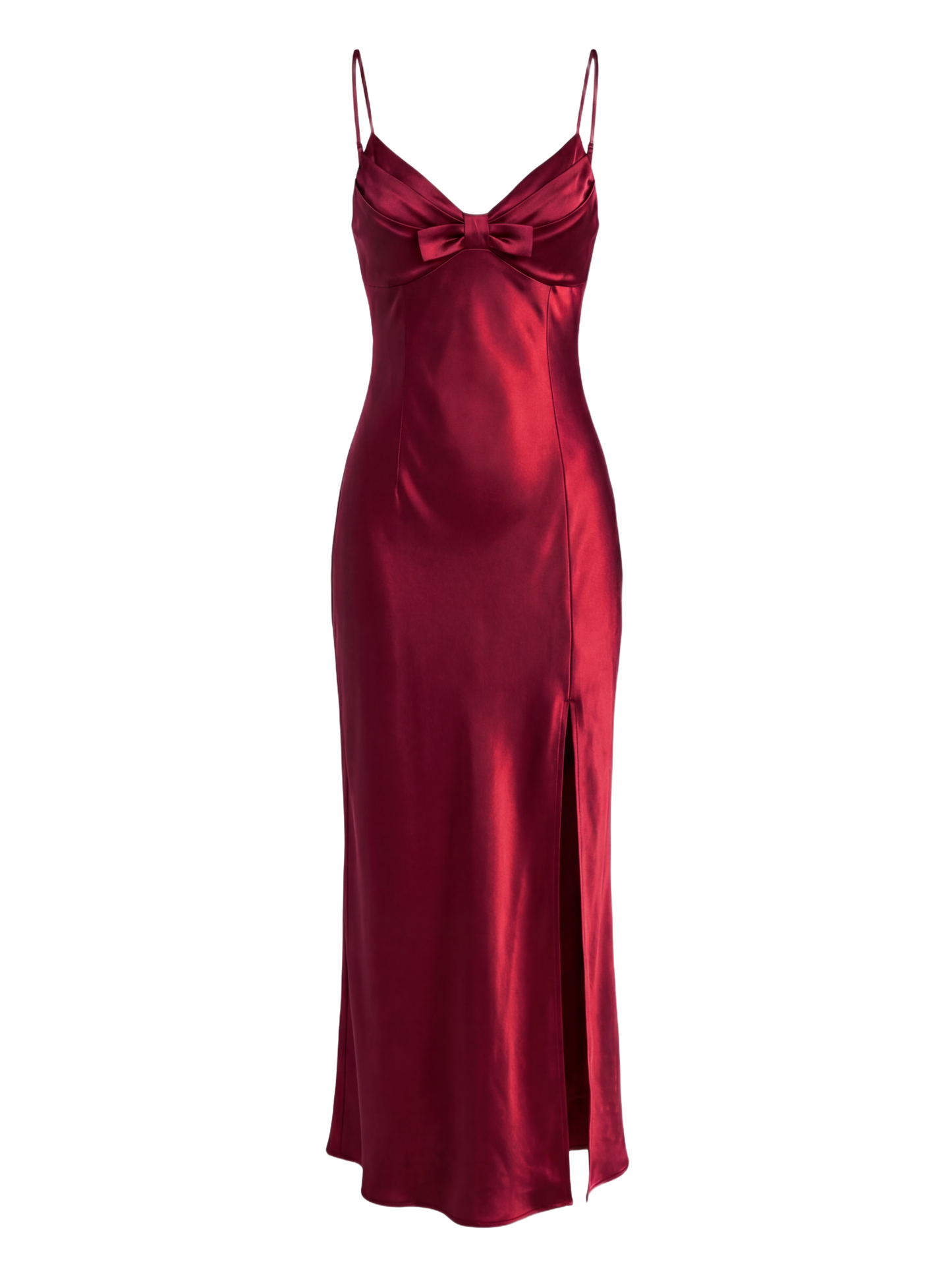 Satin Bow Slip Maxi Dress