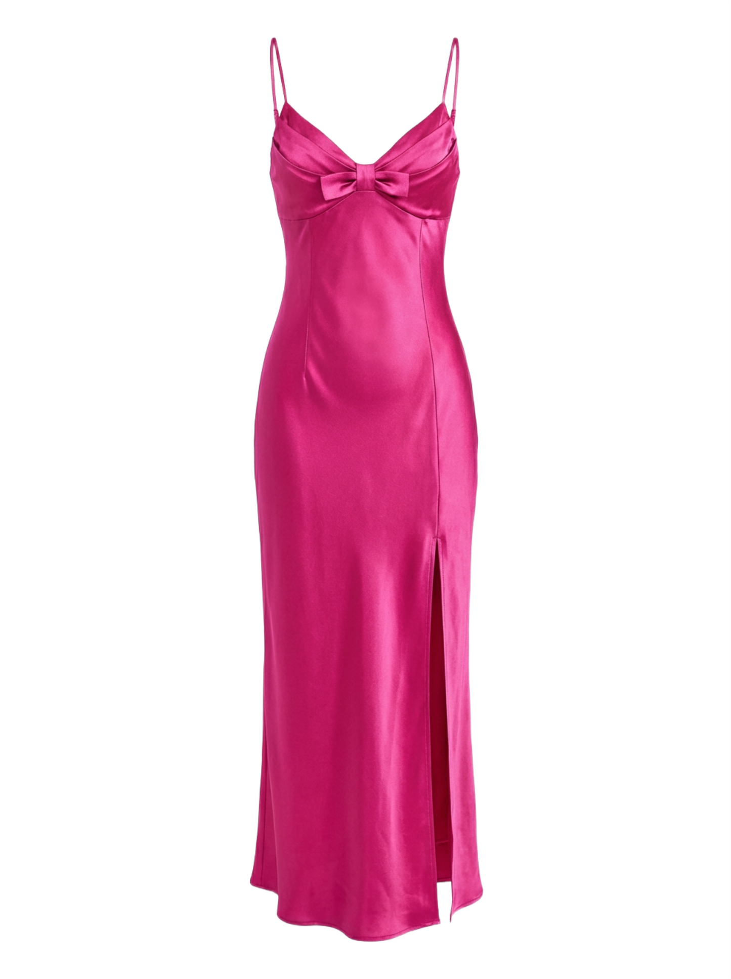 Satin Bow Slip Maxi Dress