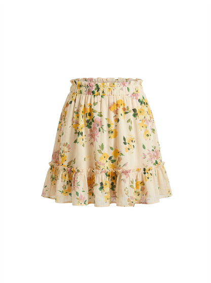Floral Ruffle A-Line Mini Skirt
