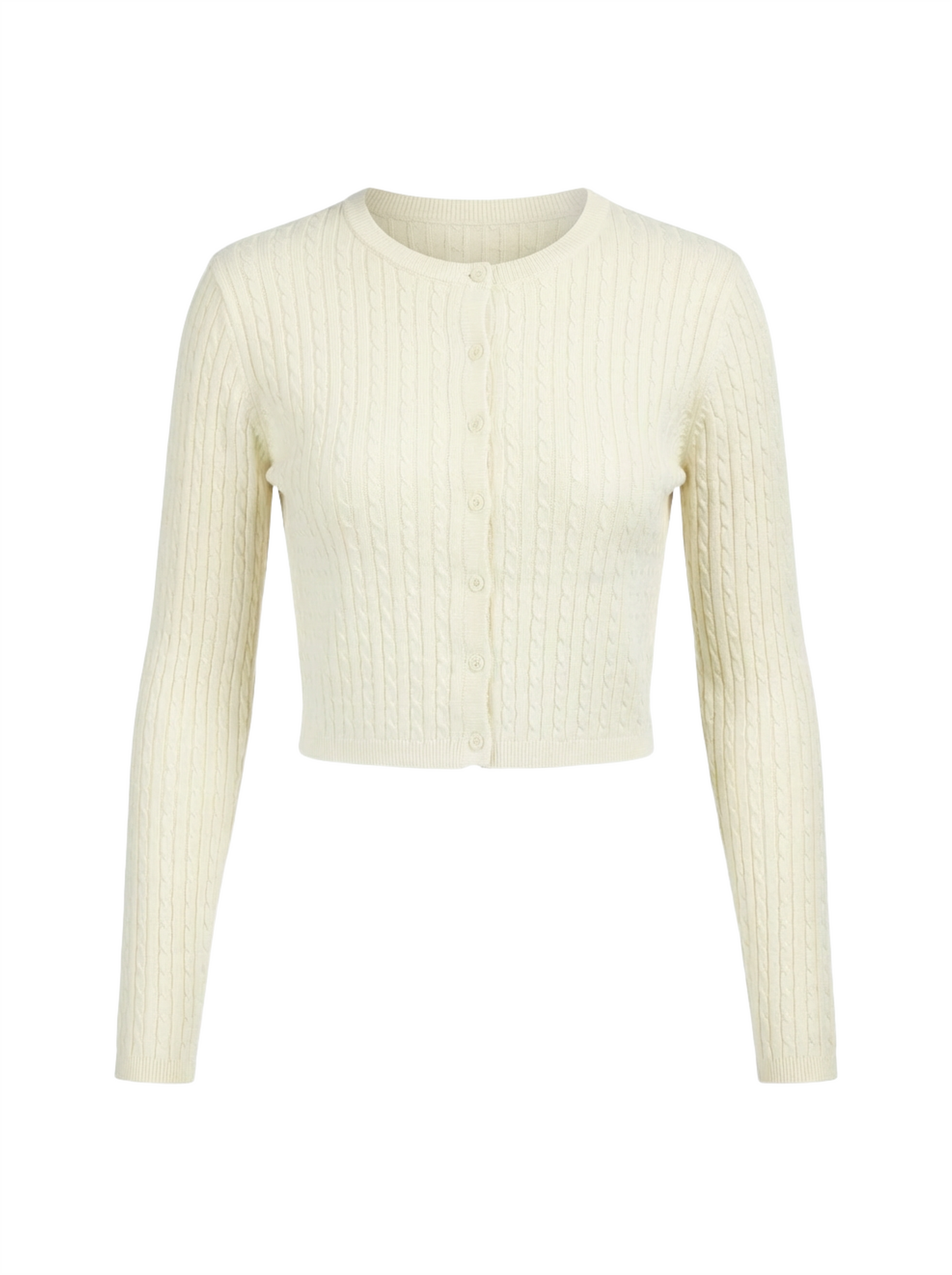 Ivory Cable-Knit Cropped Cardigan