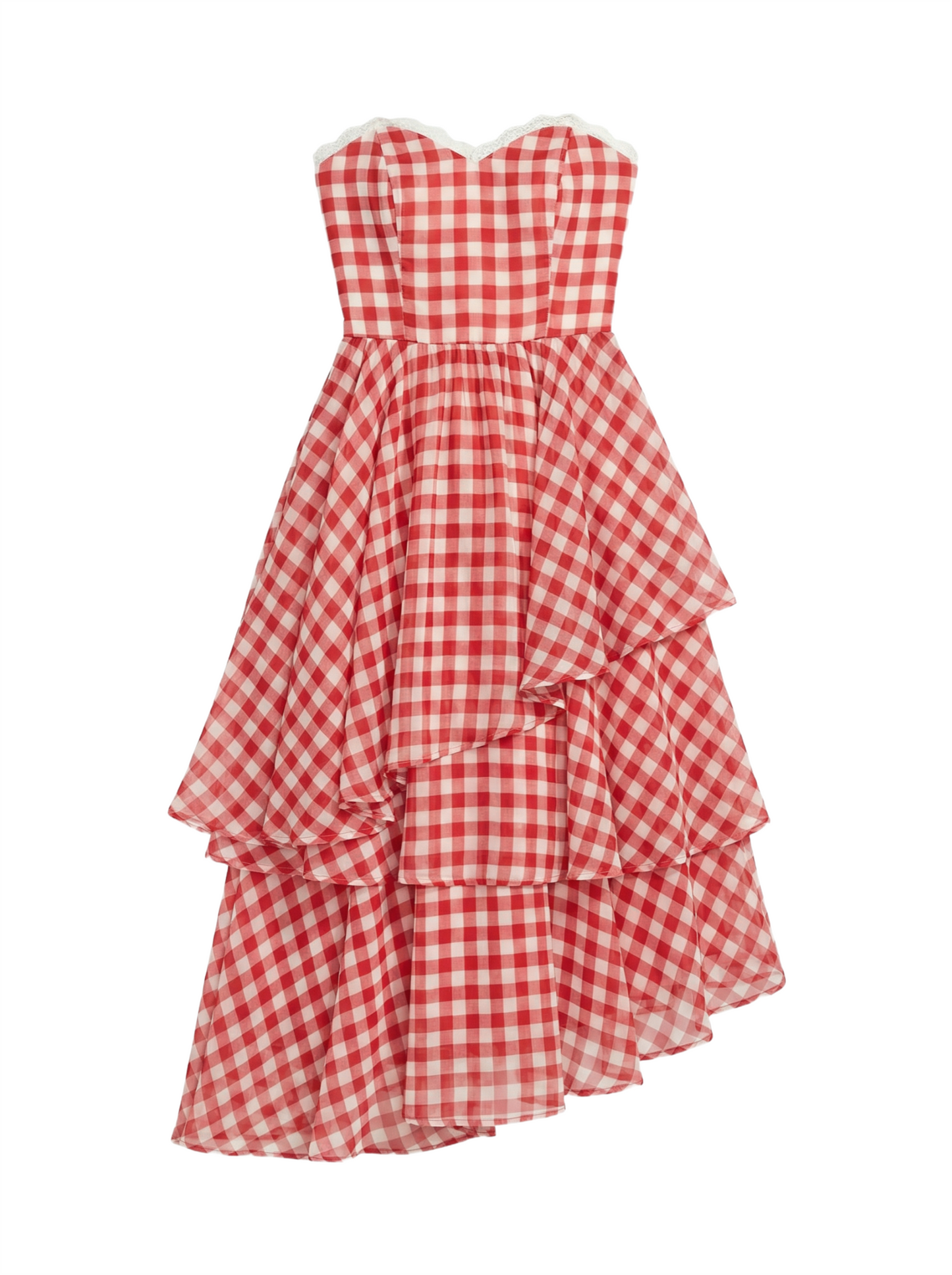 Gingham Ruffle Tiered Midi Dress