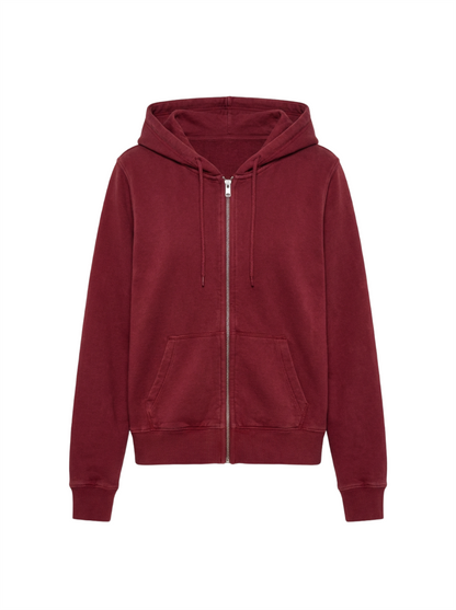 Wine Red Zip Hoodie