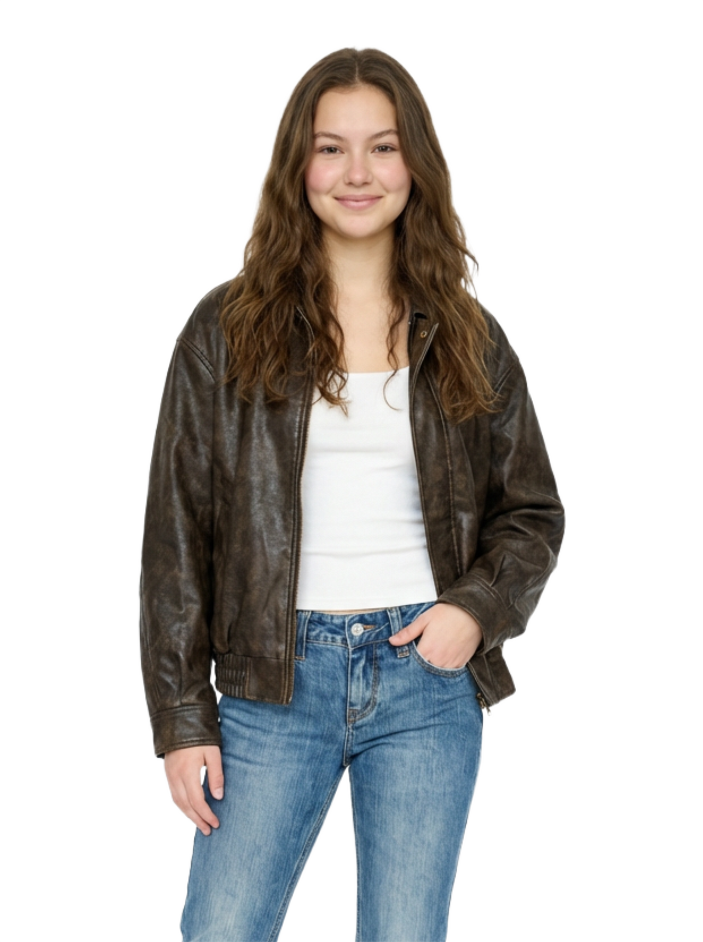 Vintage Brown Faux-Leather Jacket