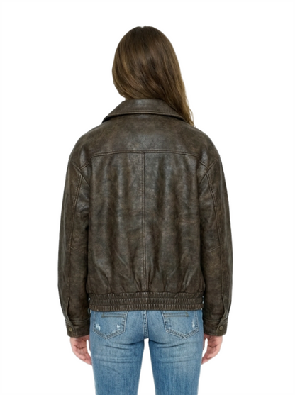 Vintage Brown Faux-Leather Jacket