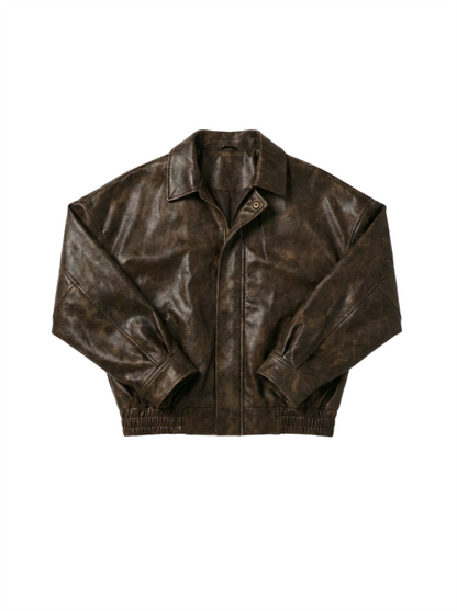 Vintage Brown Faux-Leather Jacket