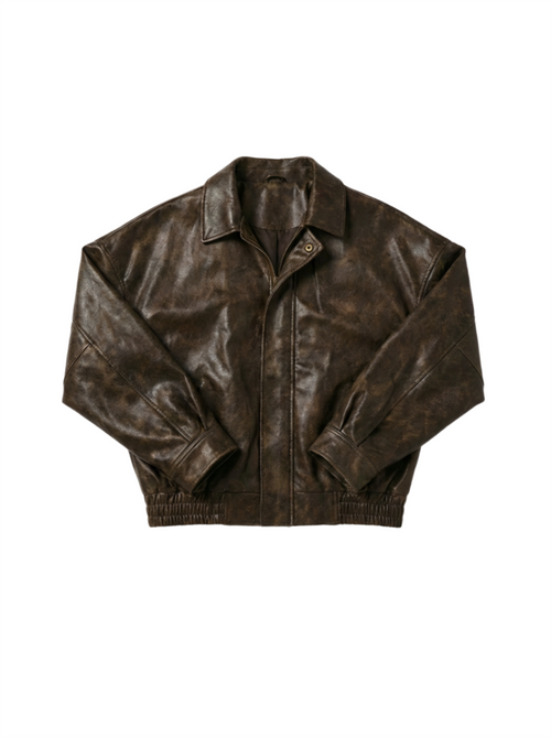 Vintage Brown Faux-Leather Jacket