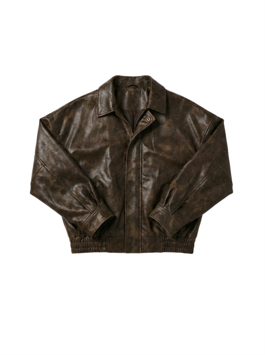 Vintage Brown Faux-Leather Jacket