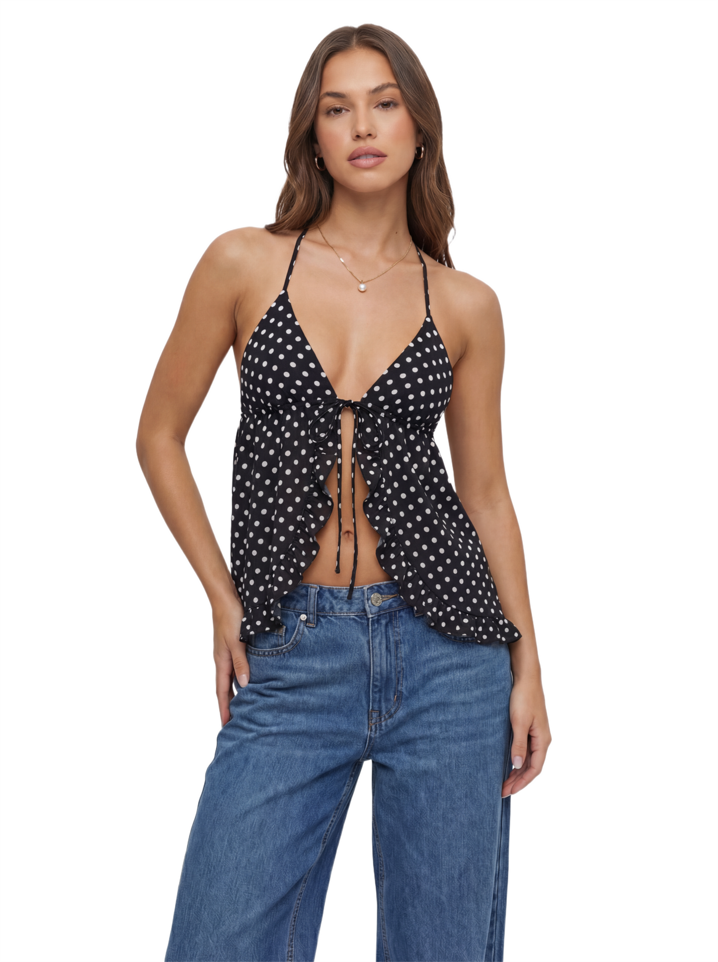 Dotted Ruffle Babydoll Cami