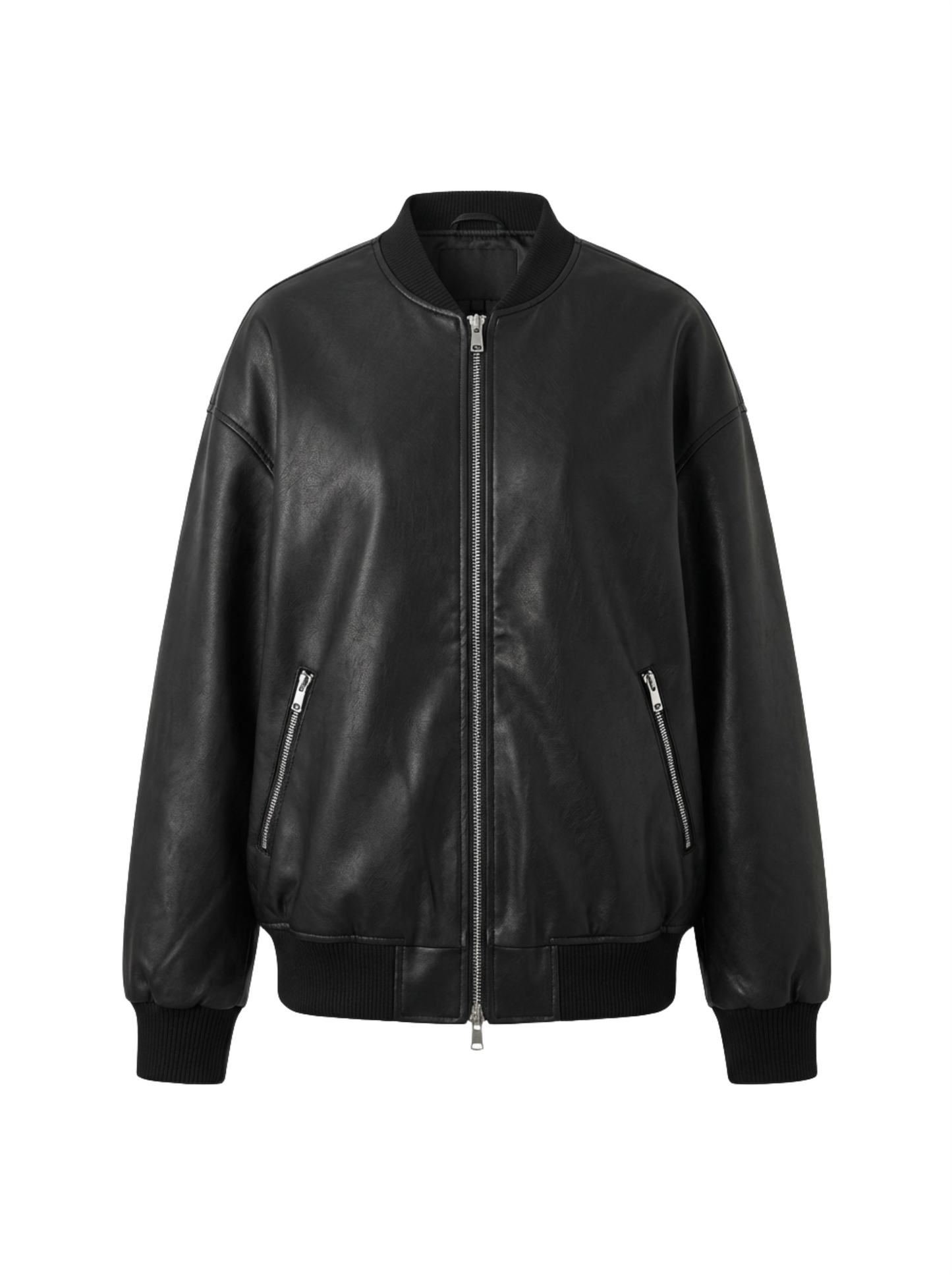 Essential Faux Leather Bomber Jacket
