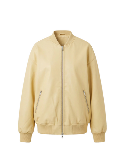 Essential Faux Leather Bomber Jacket