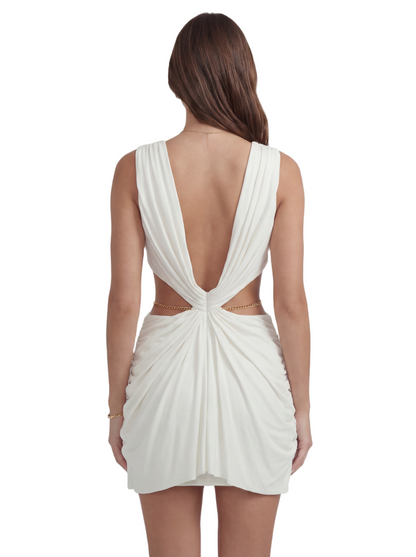 Luxe Draped Cutout Ring Mini Dress