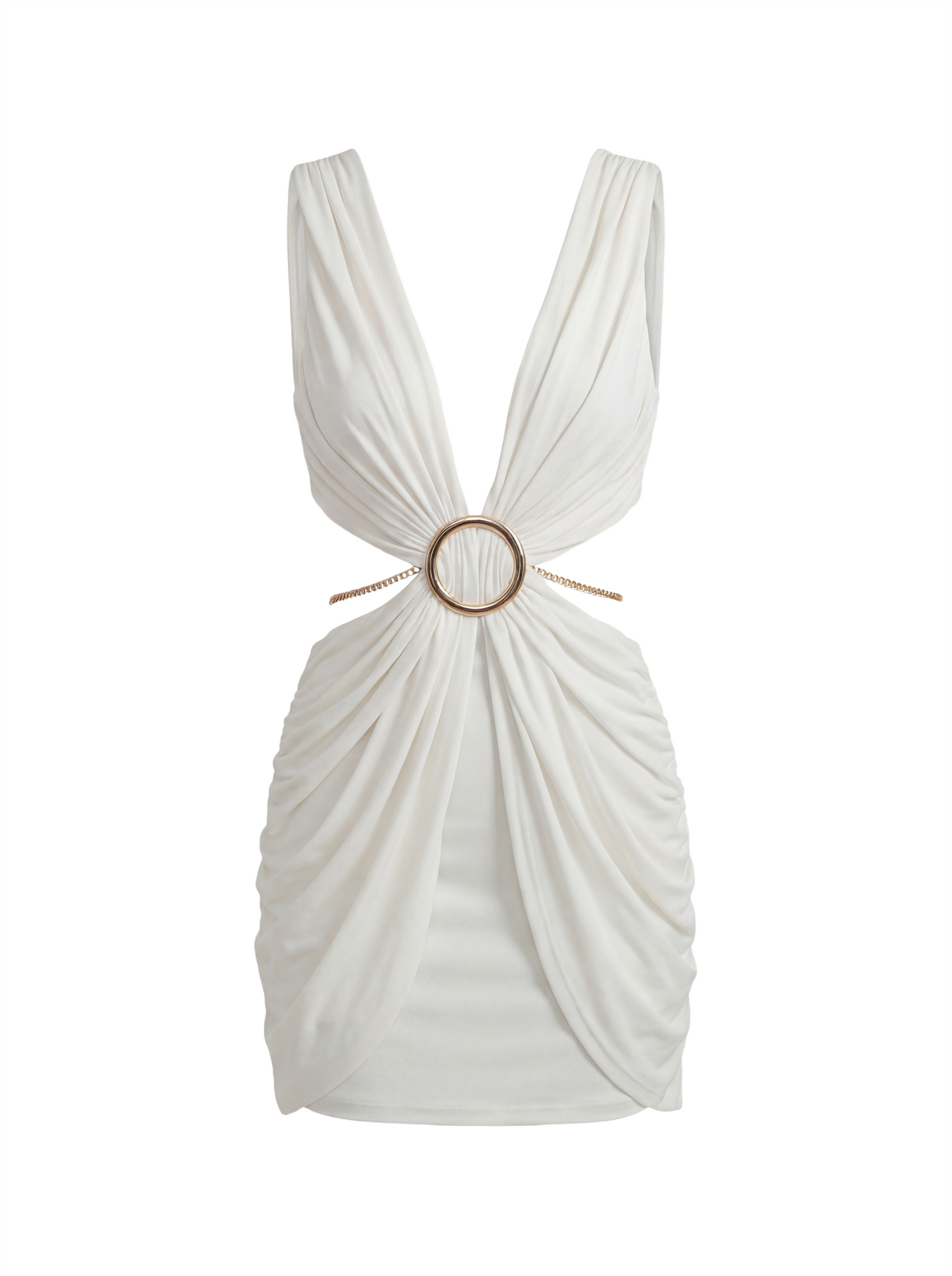 Luxe Draped Cutout Ring Mini Dress