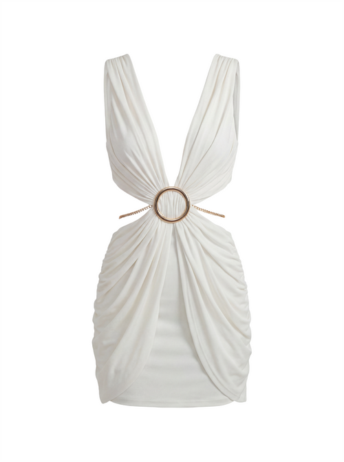 Luxe Draped Cutout Ring Mini Dress