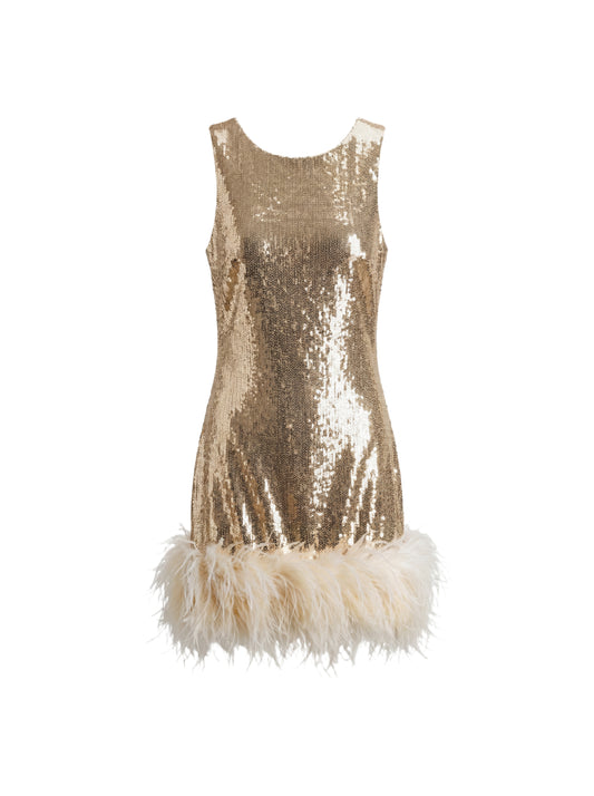 Glam Feather Sequin Mini Dress