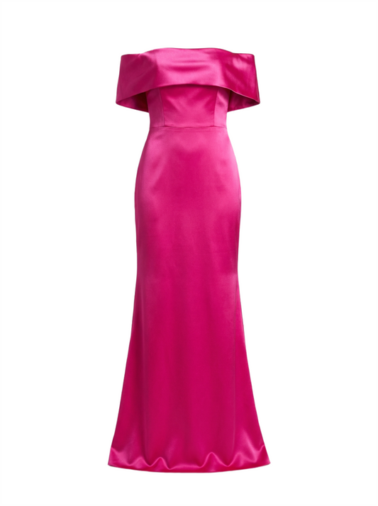 Off-Shoulder Satin Evening Gown